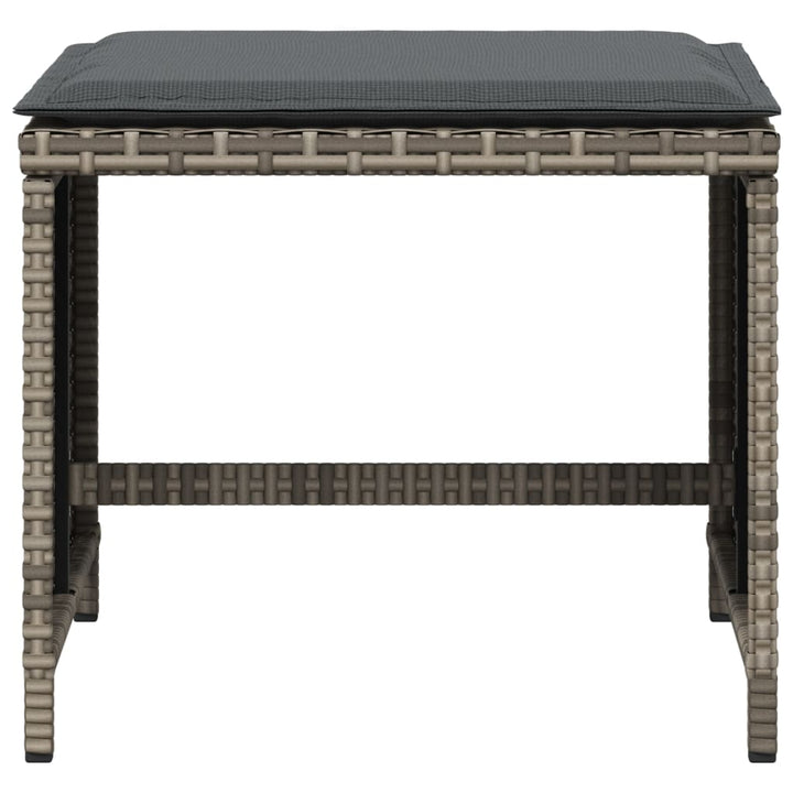 haveskamler 4 stk. med hynder 40x40x35 cm polyrattan grå