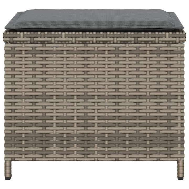 haveskamler 4 stk. med hynder 40x40x35 cm polyrattan grå