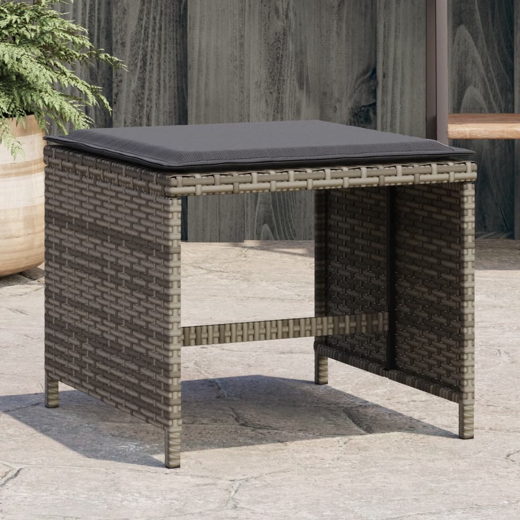 haveskamler 4 stk. med hynder 40x40x35 cm polyrattan grå