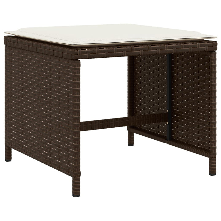haveskamler 4 stk. med hynder 40x40x35 cm polyrattan brun