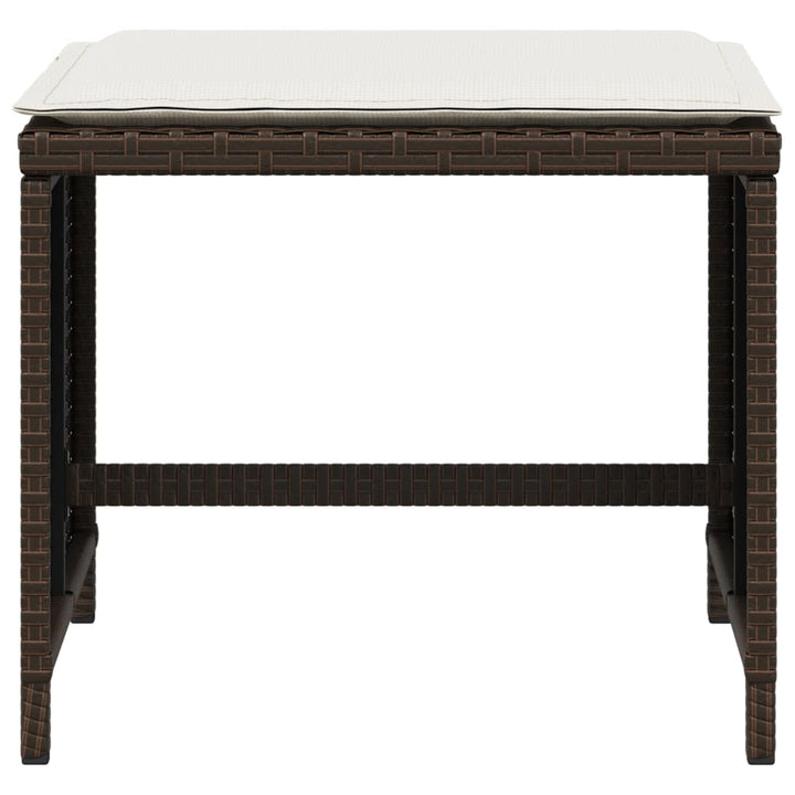 haveskamler 4 stk. med hynder 40x40x35 cm polyrattan brun