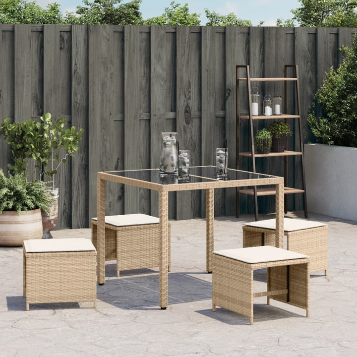 haveskamler 4 stk. med hynder 40x40x35 cm polyrattan beige