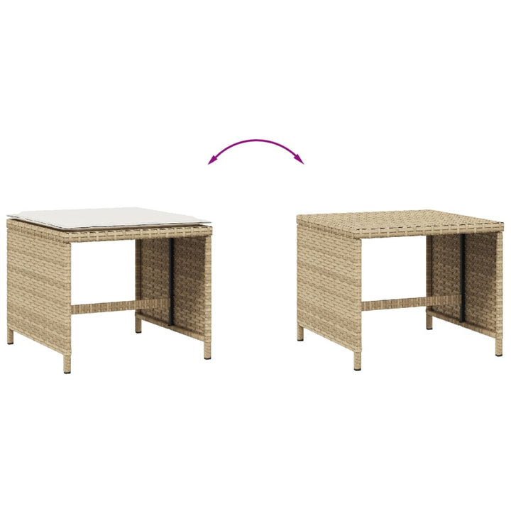haveskamler 4 stk. med hynder 40x40x35 cm polyrattan beige