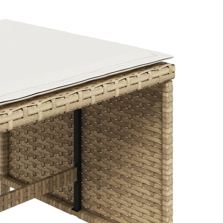 haveskamler 4 stk. med hynder 40x40x35 cm polyrattan beige