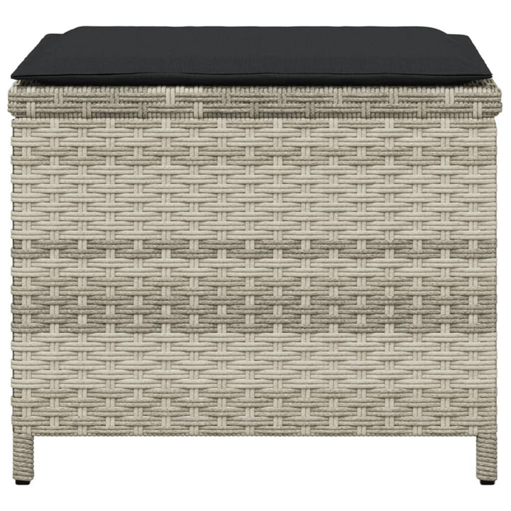 haveskamler 4 stk. med hynder 40x40x35 cm polyrattan lysegrå