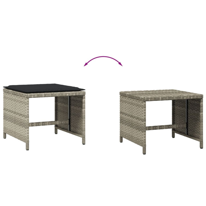 haveskamler 4 stk. med hynder 40x40x35 cm polyrattan lysegrå