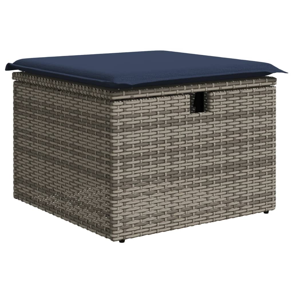 havesofasæt med 6 dele og hynder grå polyrattan