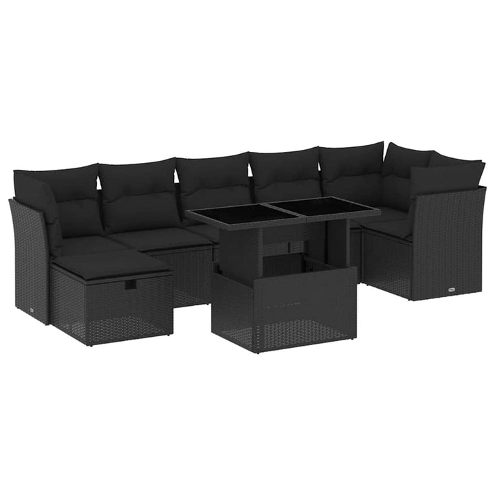sofasæt til haven 8 dele med hynder polyrattan sort