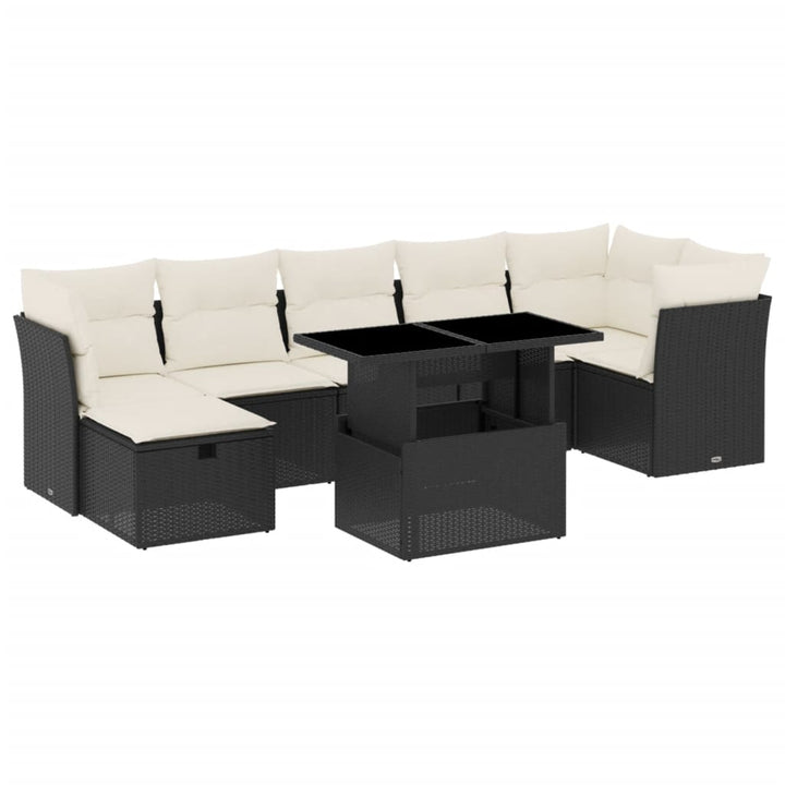 sofasæt til haven 8 dele med hynder polyrattan sort