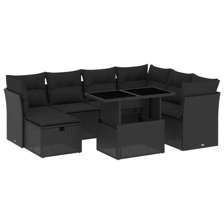 sofasæt til haven 8 dele med hynder polyrattan sort
