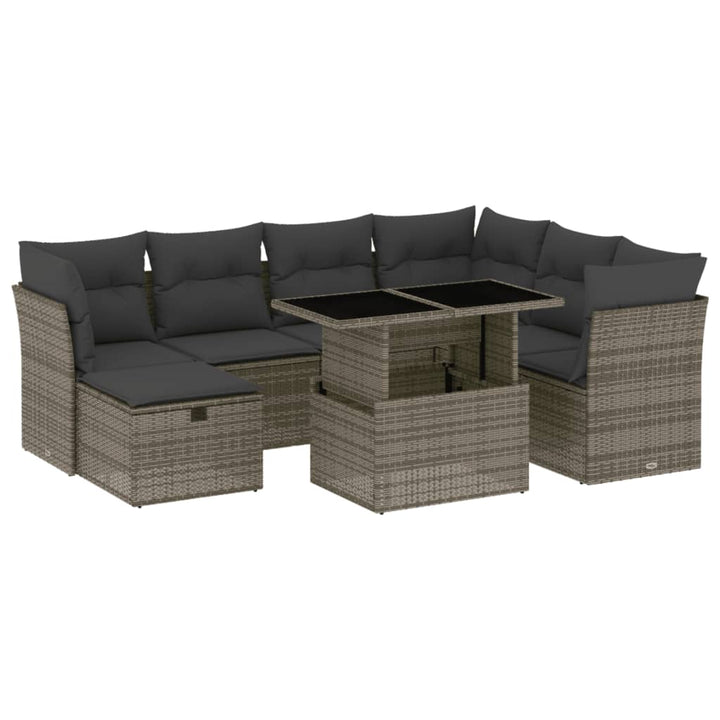 sofasæt til haven 8 dele med hynder polyrattan grå