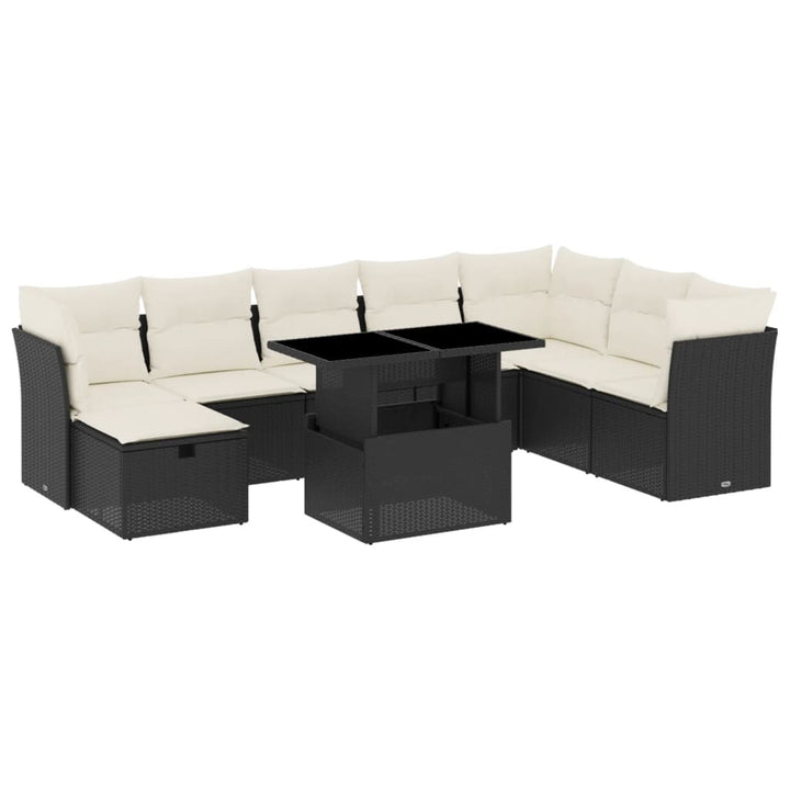 sofasæt til haven 9 dele med hynder polyrattan sort