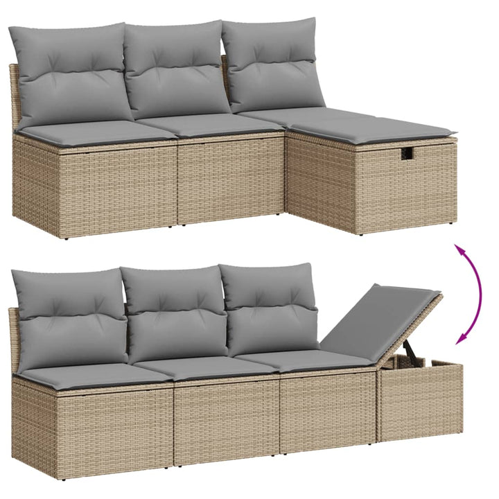 sofasæt til haven 9 dele med hynder polyrattan beige