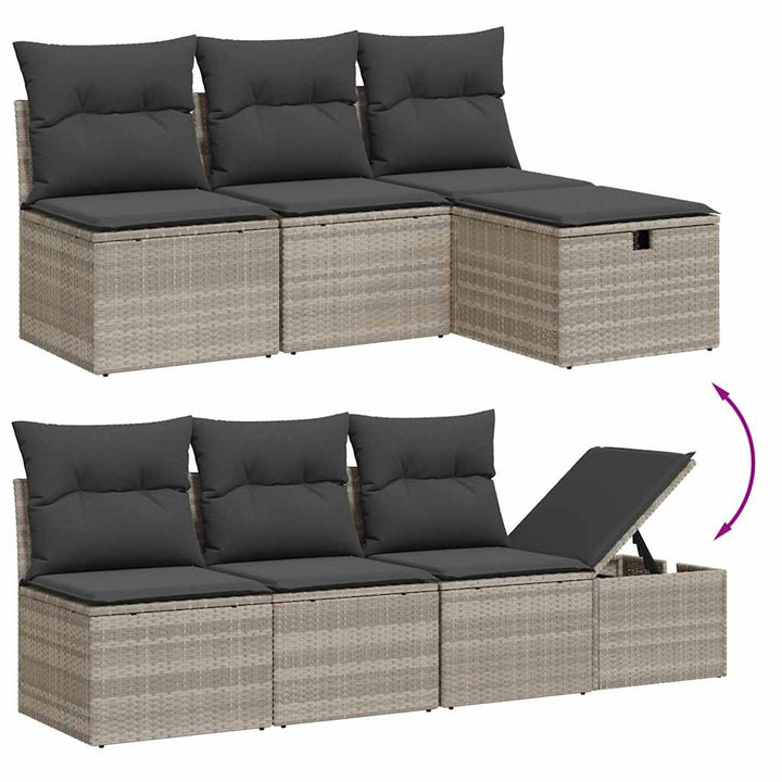 sofasæt til haven 9 dele med hynder polyrattan lysegrå