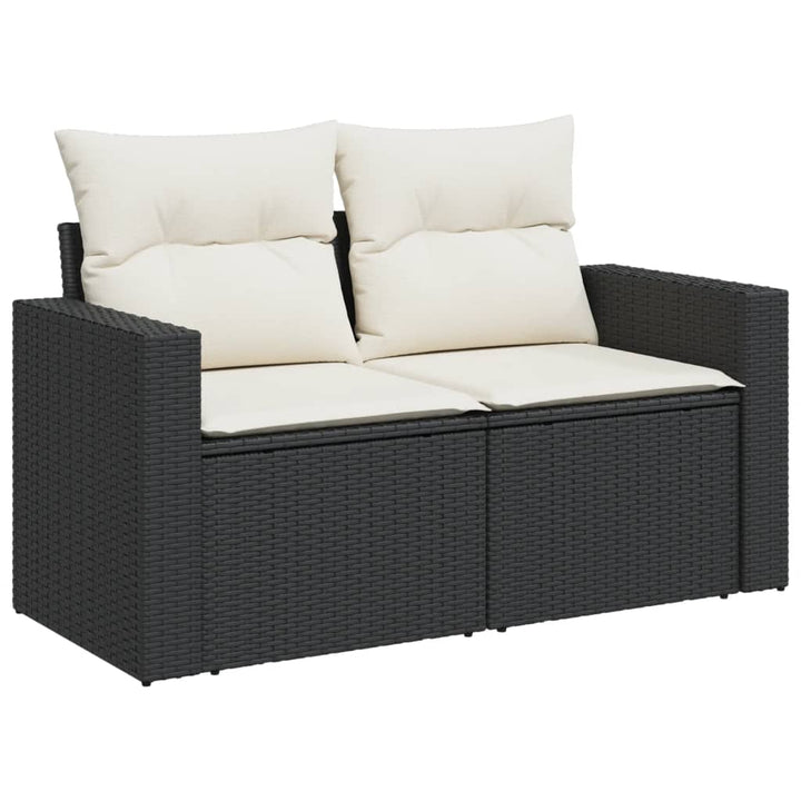 sofasæt til haven 7 dele med hynder polyrattan sort