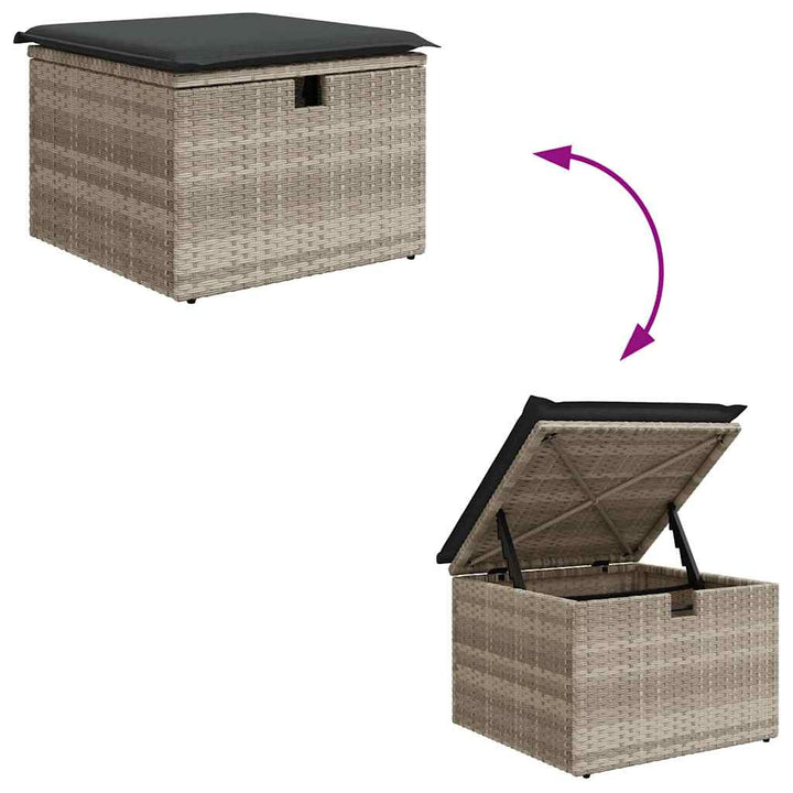 sofasæt til haven 7 dele med hynder polyrattan lysegrå
