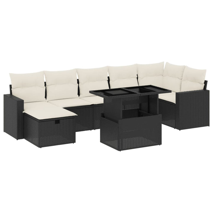 sofasæt til haven 8 dele med hynder polyrattan sort
