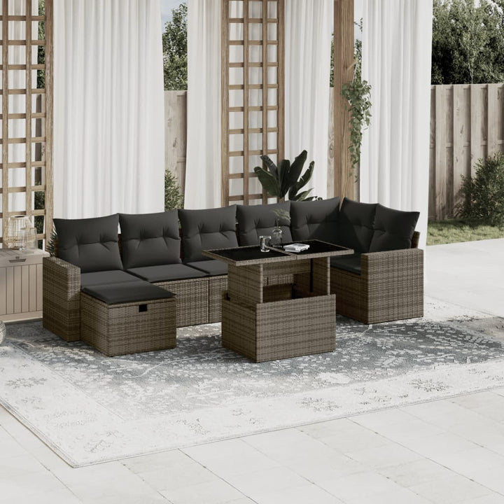 sofasæt til haven 8 dele med hynder polyrattan grå