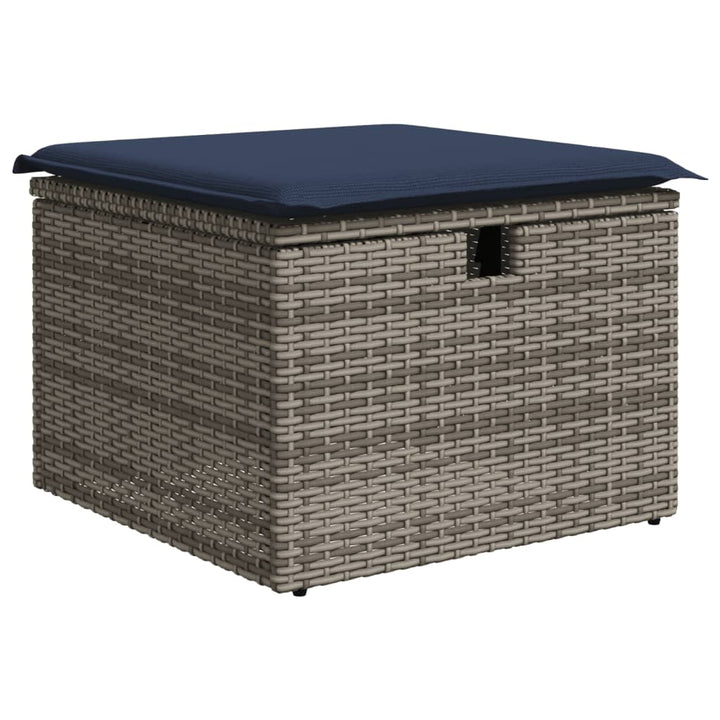 havesofasæt med 8 hynder grå polyrattan