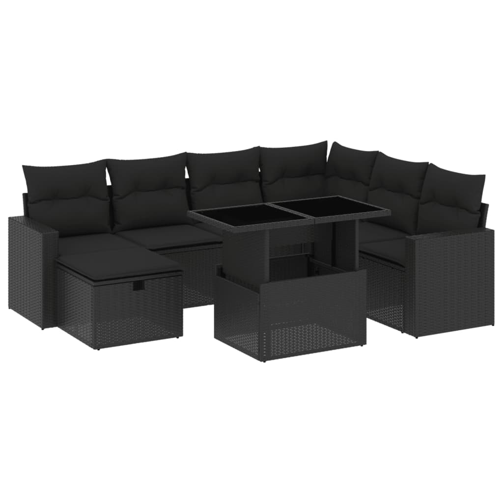 sofasæt til haven 8 dele med hynder polyrattan sort