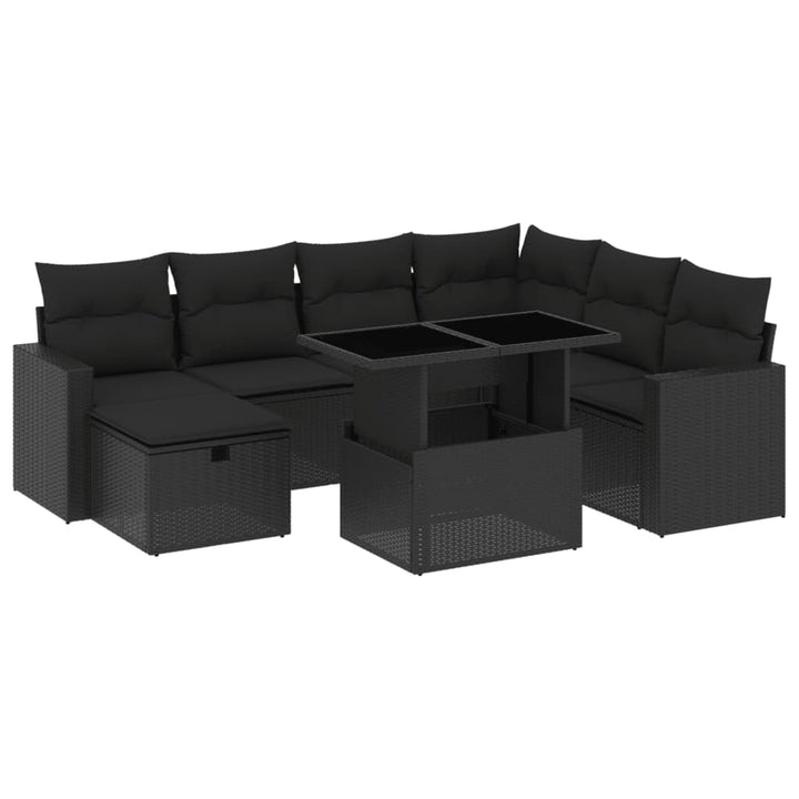 sofasæt til haven 8 dele med hynder polyrattan sort