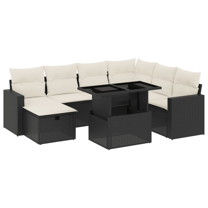 sofasæt til haven 8 dele med hynder polyrattan sort