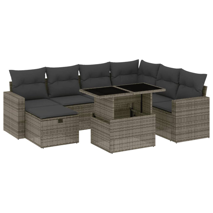 sofasæt til haven 8 dele med hynder polyrattan grå