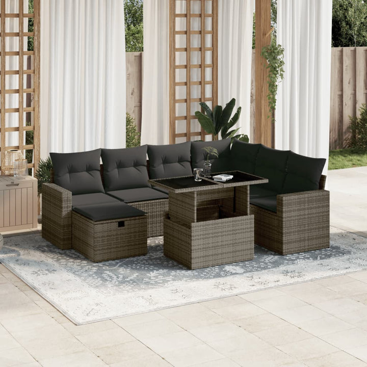 sofasæt til haven 8 dele med hynder polyrattan grå