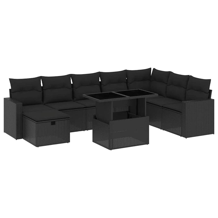 sofasæt til haven 9 dele med hynder polyrattan sort