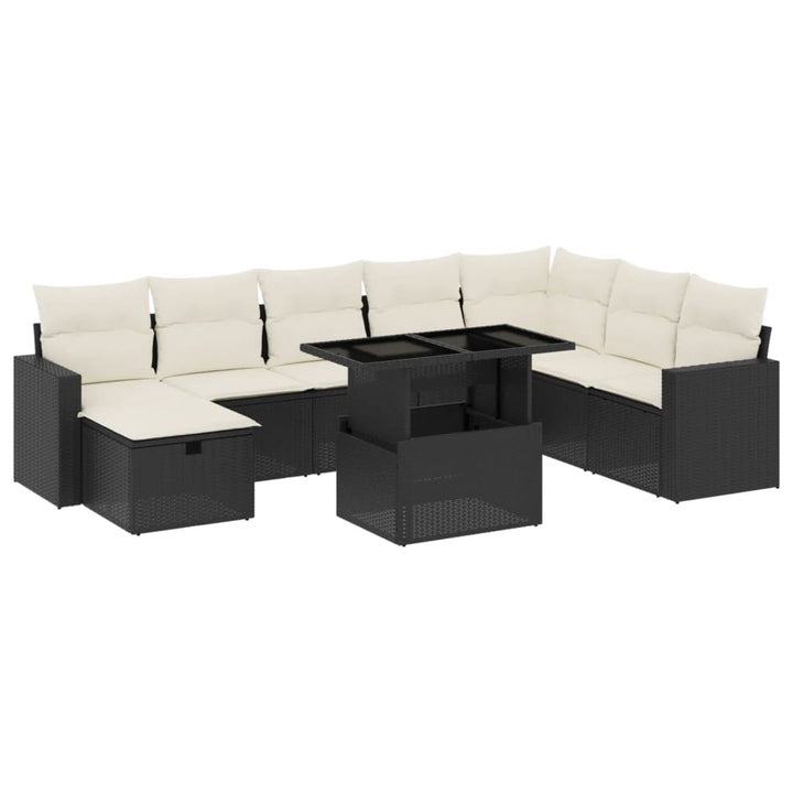sofasæt til haven 9 dele med hynder polyrattan sort