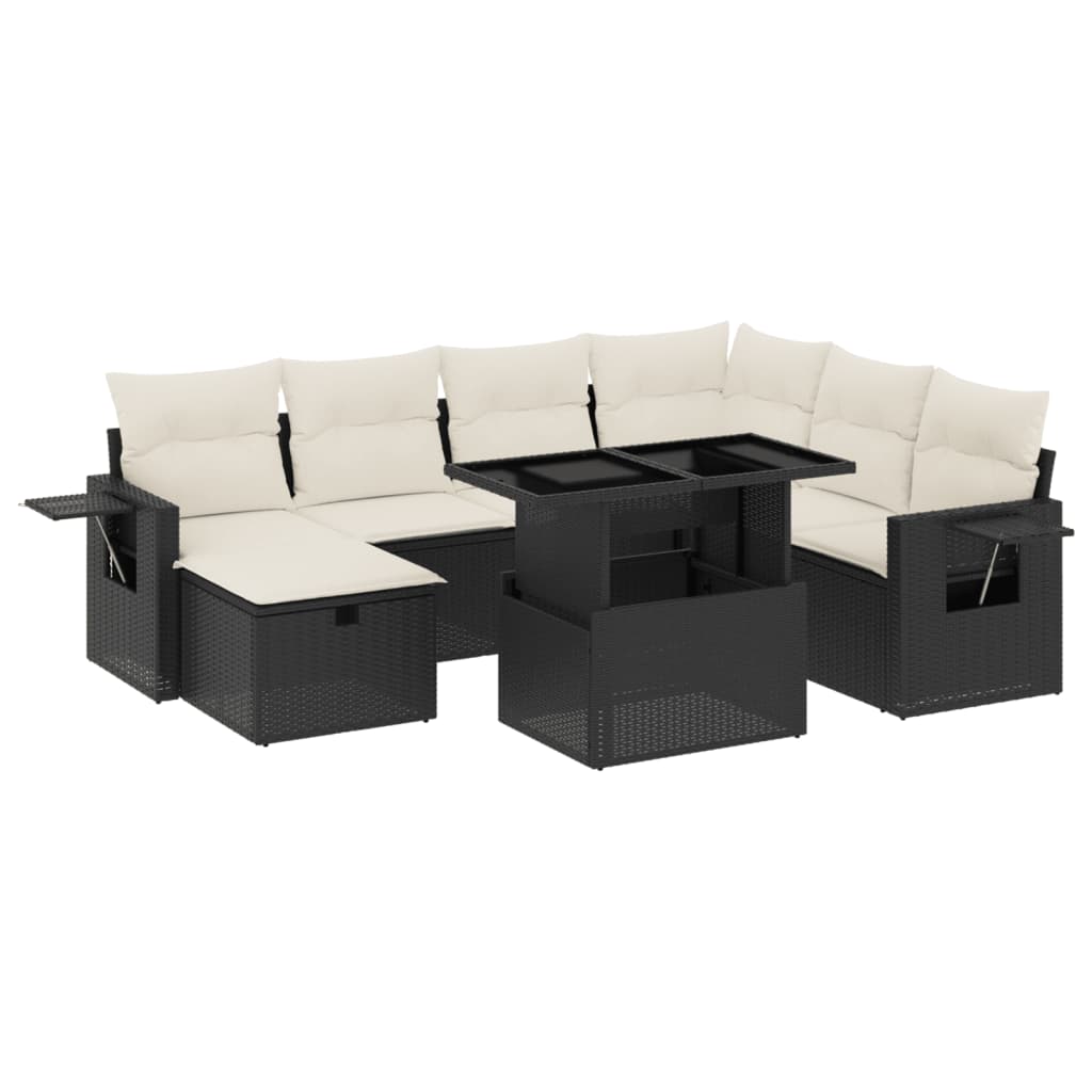 sofasæt til haven 8 dele med hynder polyrattan sort
