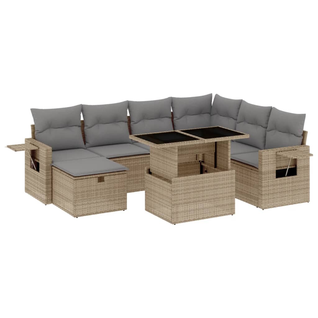sofasæt til haven 8 dele med hynder polyrattan beige