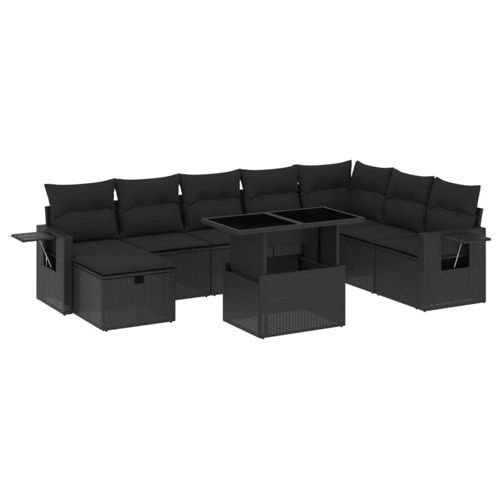 sofasæt til haven 9 dele med hynder polyrattan sort