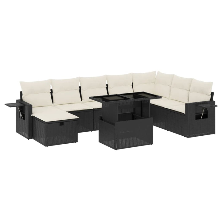 sofasæt til haven 9 dele med hynder polyrattan sort