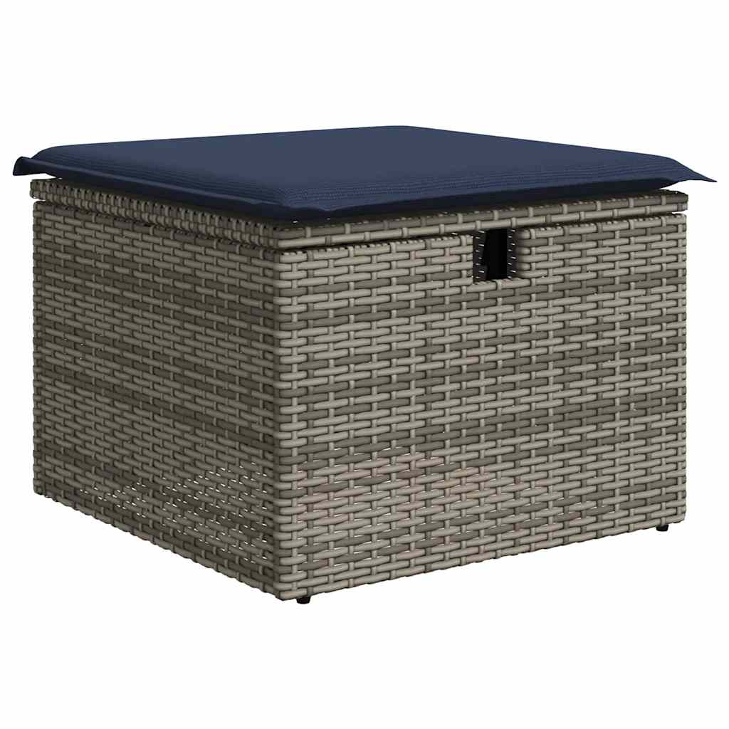 havesofasæt med 7 dele og hynder grå polyrattan
