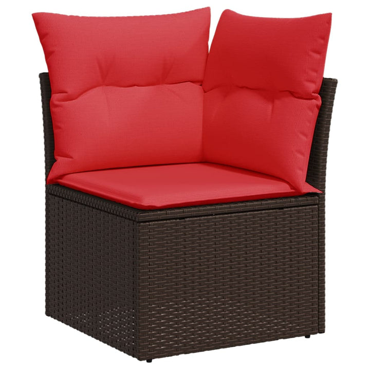 havesofasæt med 7 hynder brun polyrattan