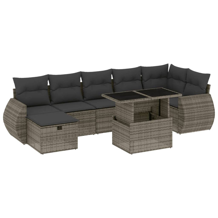 sofasæt til haven 8 dele med hynder polyrattan grå
