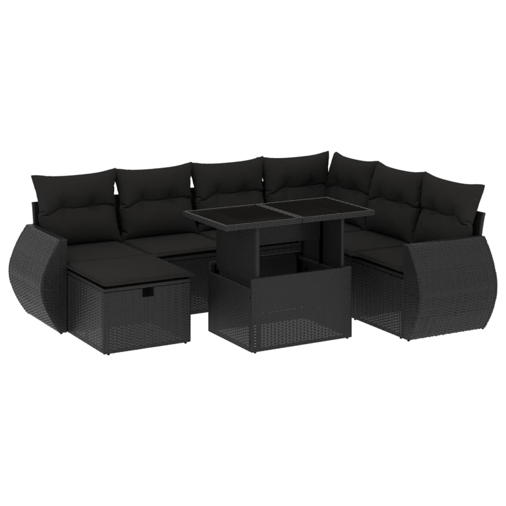 sofasæt til haven 8 dele med hynder polyrattan sort