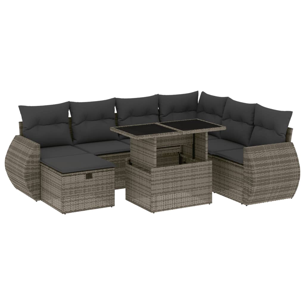sofasæt til haven 8 dele med hynder polyrattan grå