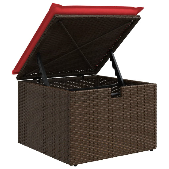 havesofasæt med 9 dele og hynder brun polyrattan