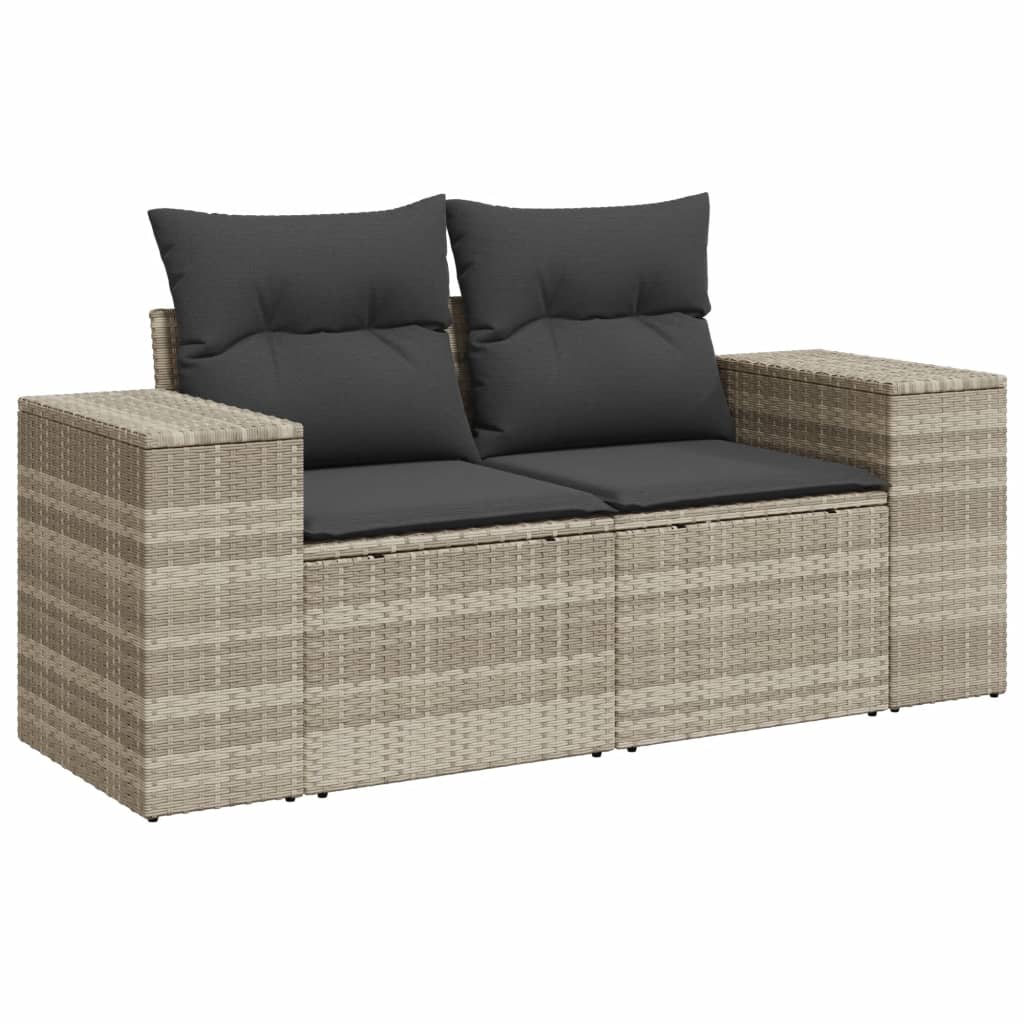 sofasæt til haven 7 dele med hynder polyrattan lysegrå
