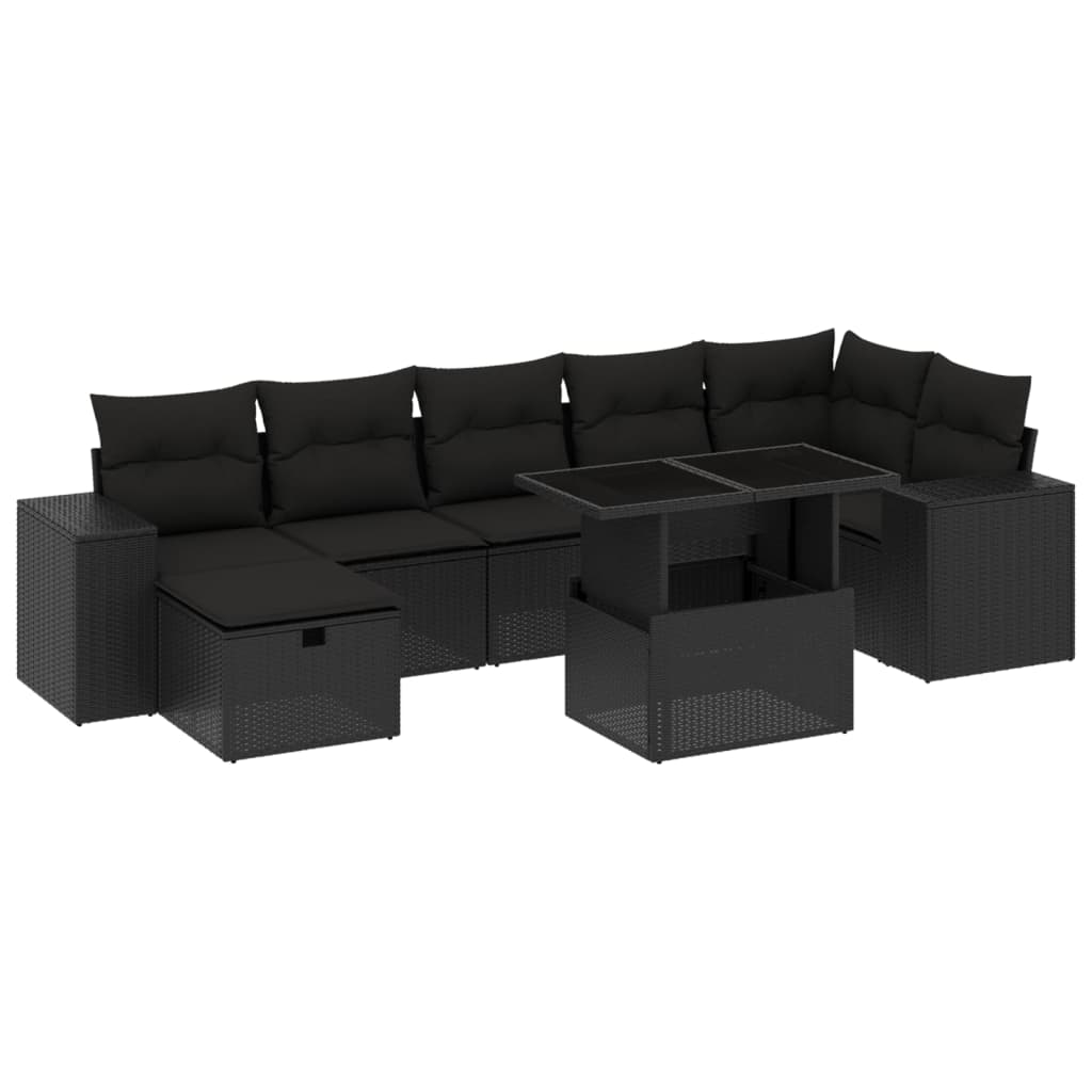 sofasæt til haven 8 dele med hynder polyrattan sort