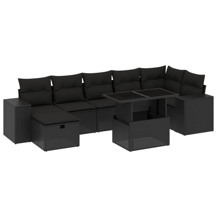 sofasæt til haven 8 dele med hynder polyrattan sort