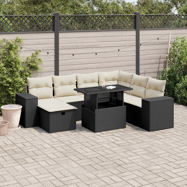 sofasæt til haven 8 dele med hynder polyrattan sort