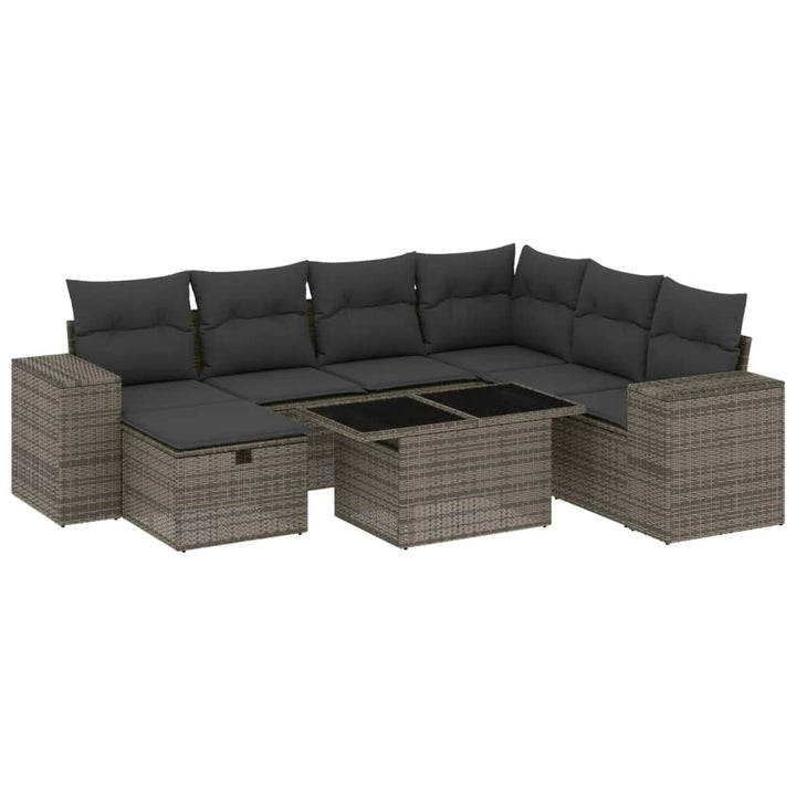 sofasæt til haven 8 dele med hynder polyrattan grå