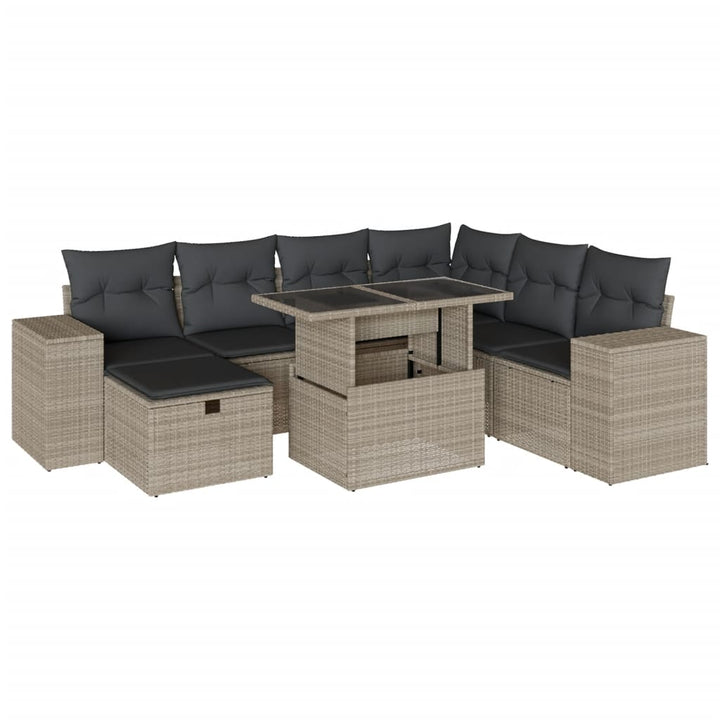 sofasæt til haven 8 dele med hynder polyrattan lysegrå