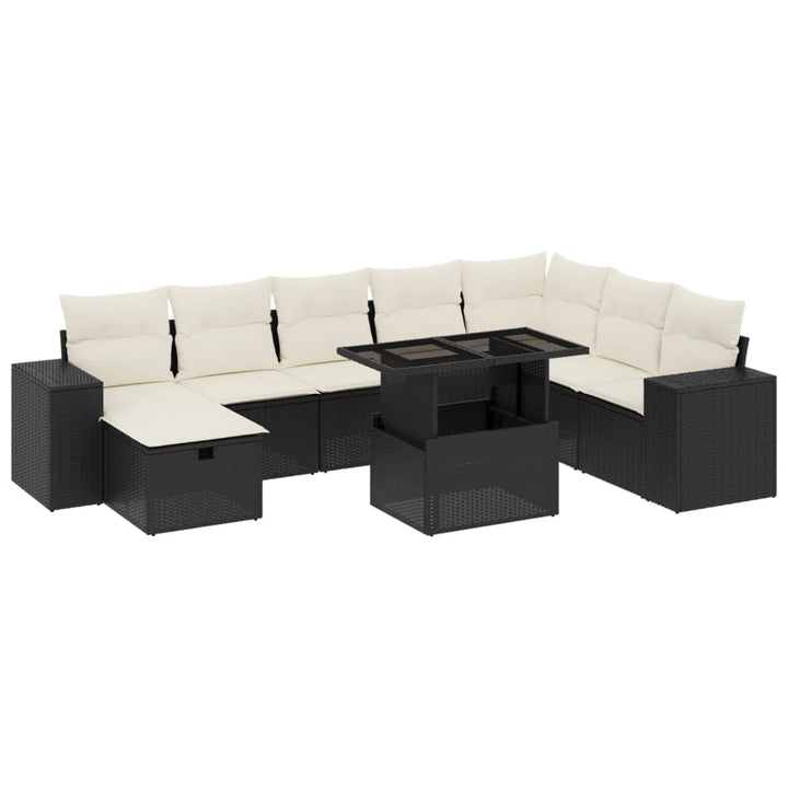 sofasæt til haven 9 dele med hynder polyrattan sort