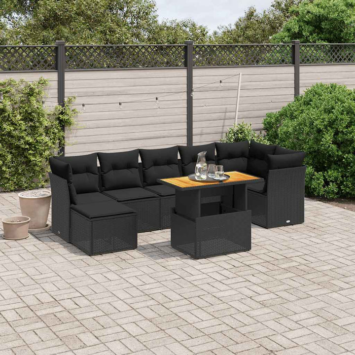 sofasæt til haven 8 dele med hynder polyrattan sort