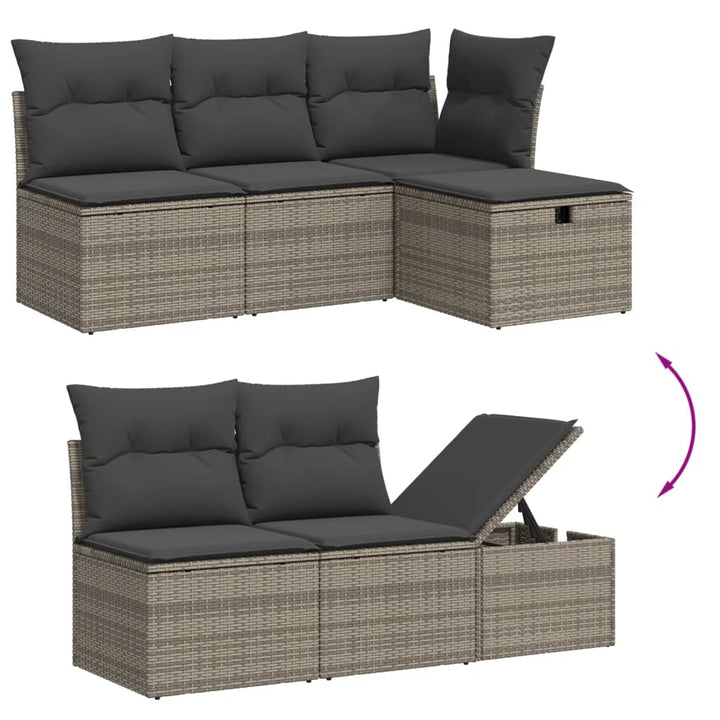 sofasæt til haven 8 dele med hynder polyrattan grå