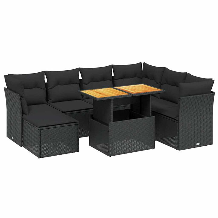 sofasæt til haven 8 dele med hynder polyrattan sort